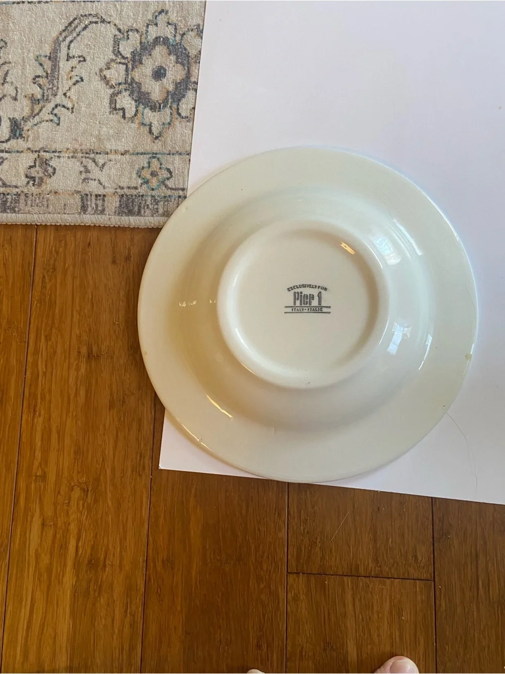 Pier 1 Hand-Painted Fruit Ceramic Plate in Yellow, Blue, Red. Made in Italy.